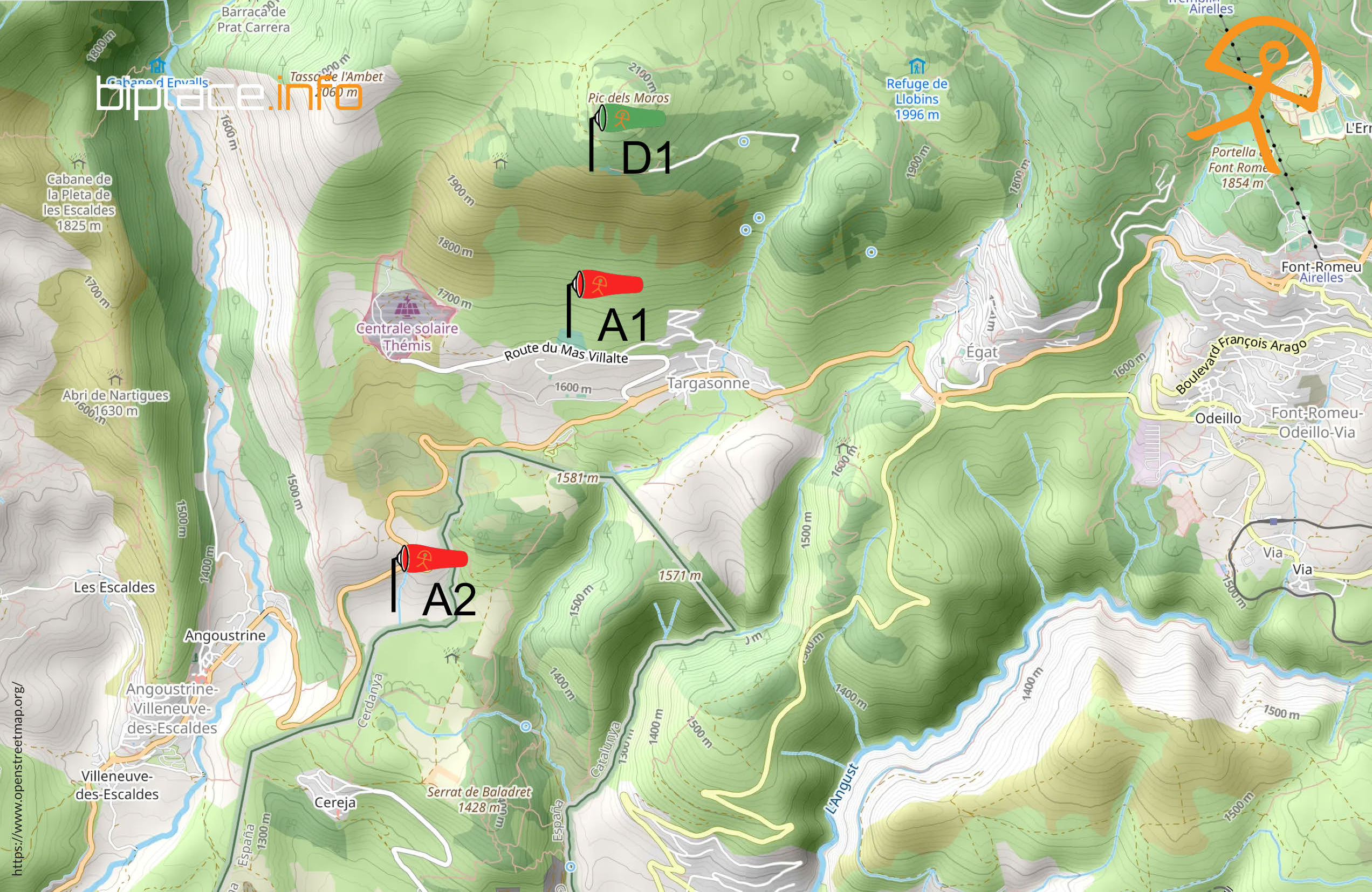 Carte du site — décollage et atterrissages
